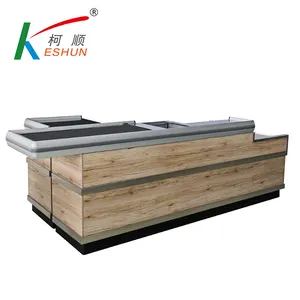 Counter Table Wood Multifunctional Supermarket Checkout Counters With Conveyor Belt Conter Table
