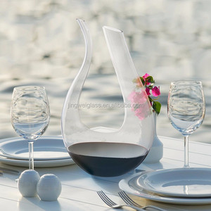 1.2L (40Oz) Thêm Logo Của Bạn Thiên Nga Hình Chữ U Thủy Tinh Rượu Vang Decanter Thương Hiệu Mới Tay Thổi Thủy Tinh Thiên Nga Cổ Bình Bình Nồi - Product Image 5