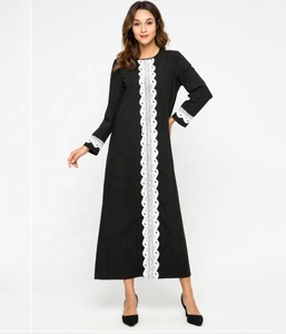 2019 nuovi disegni maniche lunghe moda Dubai Foular pizzo <span class=keywords><strong>nero</strong></span> musulmano abito <span class=keywords><strong>Abaya</strong></span> - Product Image 2