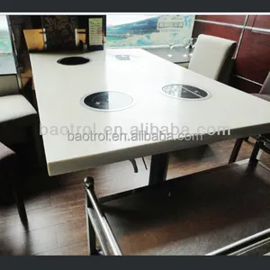 Muebles de superficie sólida diseños modernos restaurante hotpot Mesa, diseños modernos mármol artificial mesa de comedor - Product Image 1