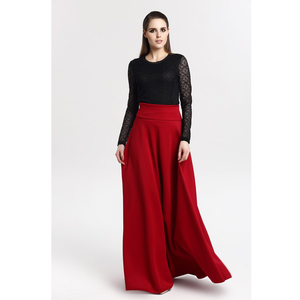 Yannisfahion alta cintura plisado elegante falda <span class=keywords><strong>vino</strong></span> rojo negro larga de Color sólido Mujer Faldas 5XL Plus tamaño E7419 - Product Image 1