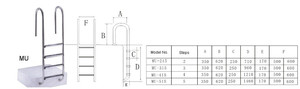 Échelle de <span class=keywords><strong>piscine</strong></span> en acier inoxydable 316 de haute qualité 2/3/4/5 marches disponibles - Product Image 3