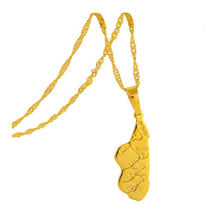 Collier de personnalité HipHop pour femmes, chaîne très tendance, bijoux en plaqué <span class=keywords><strong>or</strong></span> 18k, <span class=keywords><strong>pendentif</strong></span> avec carte du madagas - Product Image 1