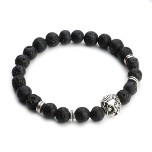 Shinkiki — <span class=keywords><strong>Bracelet</strong></span> à la mode en tête <span class=keywords><strong>de</strong></span> Lion doré pour hommes, <span class=keywords><strong>Bracelet</strong></span> en pierre <span class=keywords><strong>de</strong></span> <span class=keywords><strong>lave</strong></span> mate, bijoux animaux, célèbre marque - Product Image 2