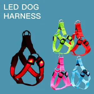 Harnais en nylon, pour chien, personnalisé, rechargeable et réglable, led, vente en gros