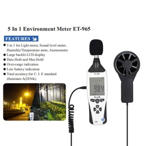 FLUS ET-965 Misuratore Ambientale Multifunzione 5 in 1: Misuratore di Luce, Misuratore di Livello Sonoro, Misuratore di Umidità/Temperatura, Anemometro - Product Image 6