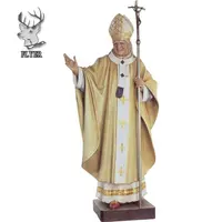 Figura religiosa ocidental estátua tamanho de vida pope de fibra de vidro saint john paul ii estátua