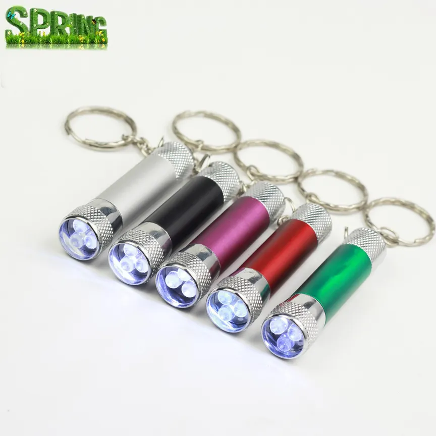 Aluminium Lichaam Mini Licht Zaklamp Sleutelhanger 3 Led Sleutelhanger