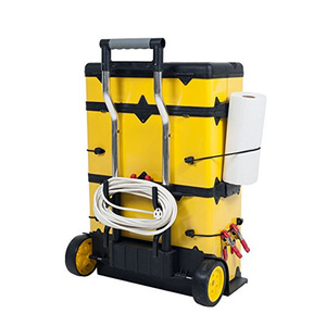 Boîte à outils empilable, organisateur mobile à roulettes avec poignée télescopique confortable, chariot rigide vertical avec roues - Product Image 4