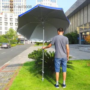 2.1m8k açık plastik antika şemsiye standı plaj şemsiyesi fırçalanmış alüminyum fiber cam eğim
