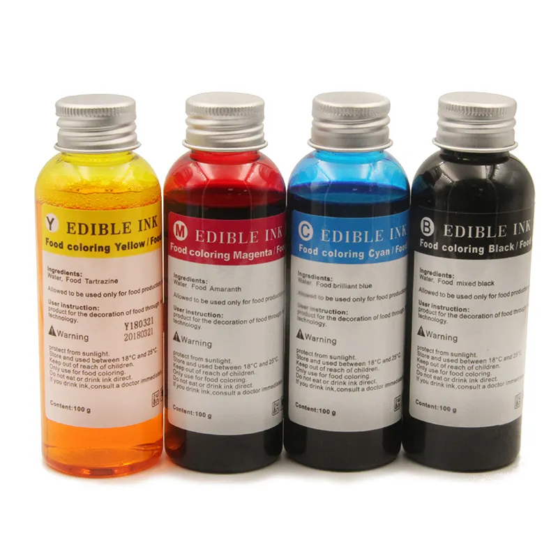 Supercolor 100ML/Bottle 4 Cores Refil Impressora De Tinta Comestível Para IMPRESSORA HP 803 Bolo de Café