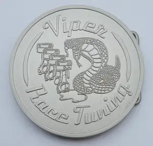 High quality belt accessories,40mm inner width 80mm round shape western name plate viper snake cobra belt buckles