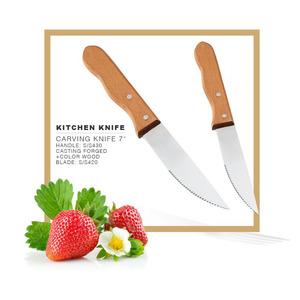 Piezas dentadas económicas profesionales para restaurante occidental, juego de tenedor de postre y carne con mango de madera - Product Image 3