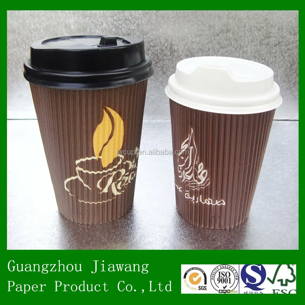 Ripple parede dupla de café / chá copo de papel com tampas de papel mini bonito copos de papel descartáveis