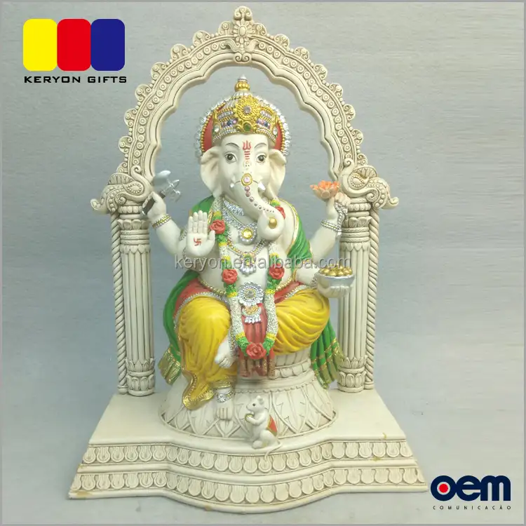Venta caliente religiosa dioses hindúes resina indio Señor Ganesha estatua