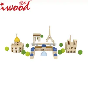 gỗ thành phố ấn tượng paris xây dựng khối trẻ em sáng tạo đồ chơi sản xuất đồ chơi