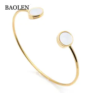 Trendy Geometric Double Round Shell Bangle Gold Color Bangles Classic Fashion Jewellery Opening Design Bracelet For Women
