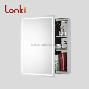 Top Sale Sliding Mirror Cabinet With LED IP44 Stainless Steel Bathroom Cabinet For USA CA Market