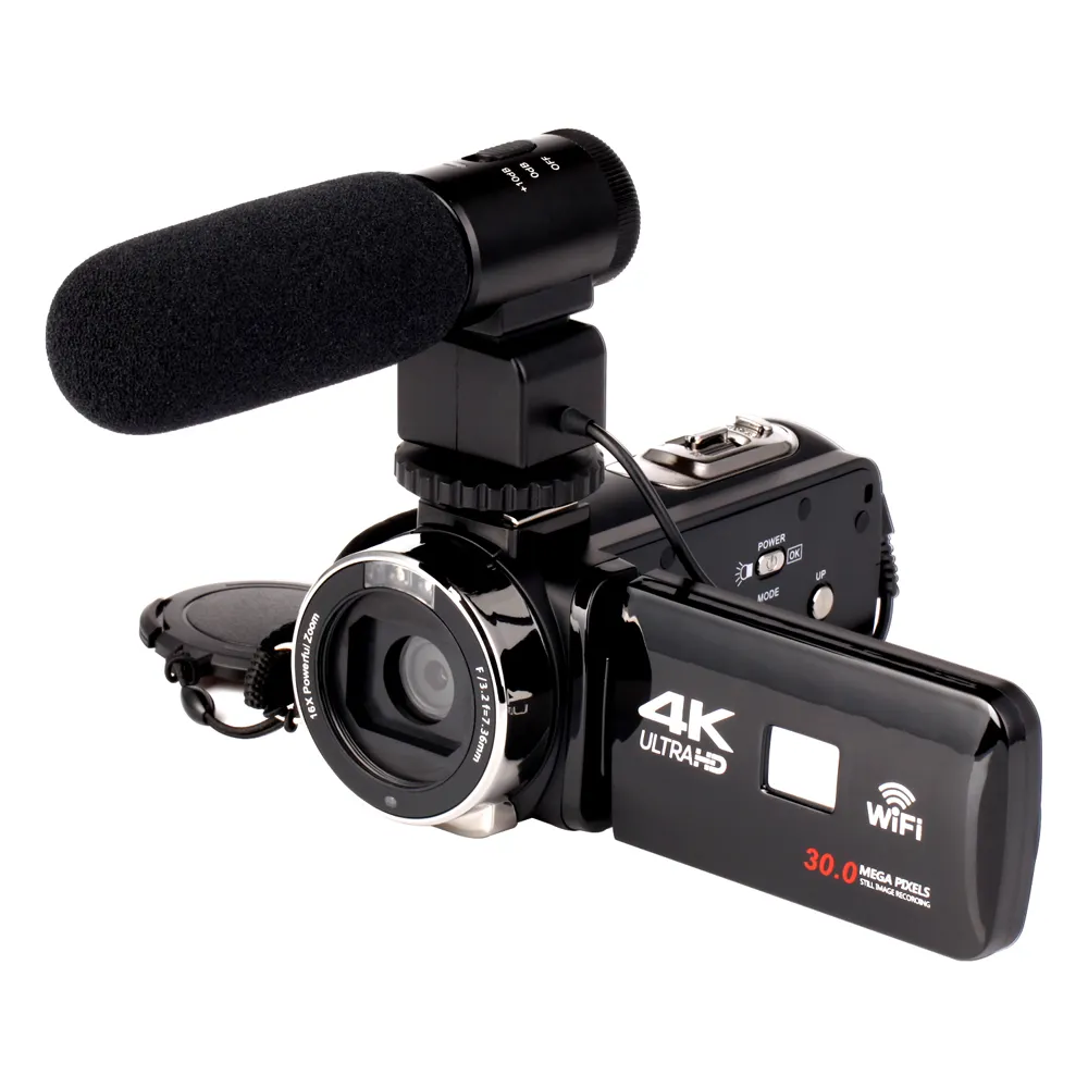 Беспроводная видеокамера с высоким разрешением 4K Wifi и внешним микрофоном