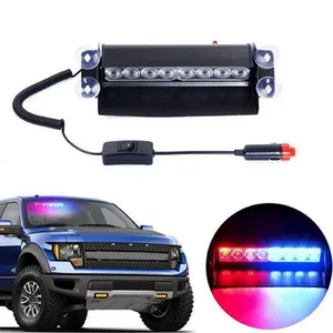 デュアルカラーサクションカップカーストロボライトDC12V 8LEDフラッシュ警告ランプ防水