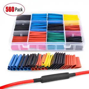 Hampool popolare 560 pezzi 5 colori 12 dimensioni assortiti colorati durevoli materiale PE Kit tubi termorestringenti