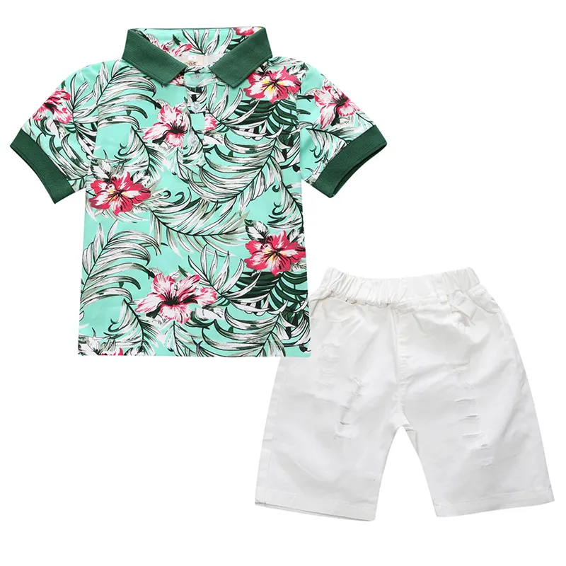 Wholesale Summer Baby Boy set Children Clothing Sets white shirt + red shorts Boys Boutique Outfits set
