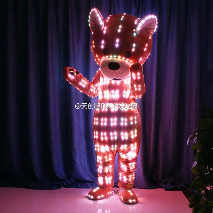 Leuchten Sie benutzer definierte Led Maskottchen Kostüm lustige Cartoon Maskottchen Kostüme bunte Teddybär Kostüm anpassen Unisex Tier für Erwachsene