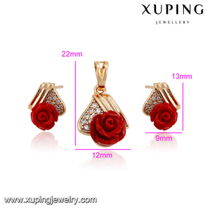 Conjuntos de flores rojas con diamantes de oro de 18k, joyería 64219-xuping - Product Image 3