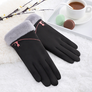 رخيصة لطيف الصوف أرنب الفراء الكفة شاشة تعمل باللمس اليد الشتاء قفازات السيدات الحرارية - Product Image 6
