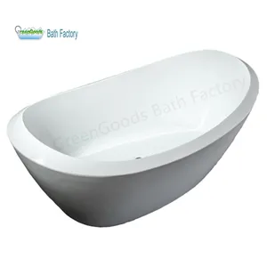 Canada Indoor Bathroom 1700mm Center Drain Large Big Bath Tubs Acrylic Deep White 1 Person Double Slipper Freestanding Bathtubs