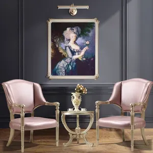 Meubles Classiques antiques Rétro En Bois Massif Fabriqué À La Main En Cuir <span class=keywords><strong>Rose</strong></span> <span class=keywords><strong>Fauteuil</strong></span> de Salon Avec Table Basse BF08-YS034 - Product Image 1