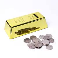 Cheap Low MOQ Home Decor Gold Plated plastic Gold Bullion Piggy bank