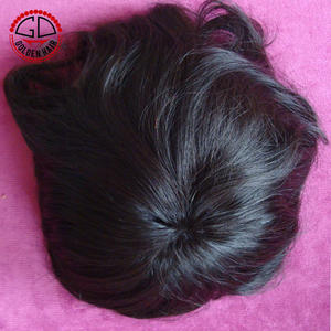 Golden Hair PU Coat Edge Système de cheveux en dentelle française à vendre - Product Image 3