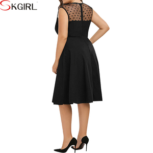 2024 Fat Women's Party Wear Polka Dot Knee Length <strong>Plus</strong> <strong>Size</strong> <strong>1950s</strong> Vintage Rockabilly Retro Swing <strong>Dress</strong> - Product Image 2