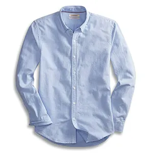 남자의 새로운 디자인 슬림 피트 긴 소매 솔리드 퍼펙트 옥스포드 셔츠