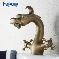 Fapully - Antique Brass Dragon Statue, Bathroom Faucet
