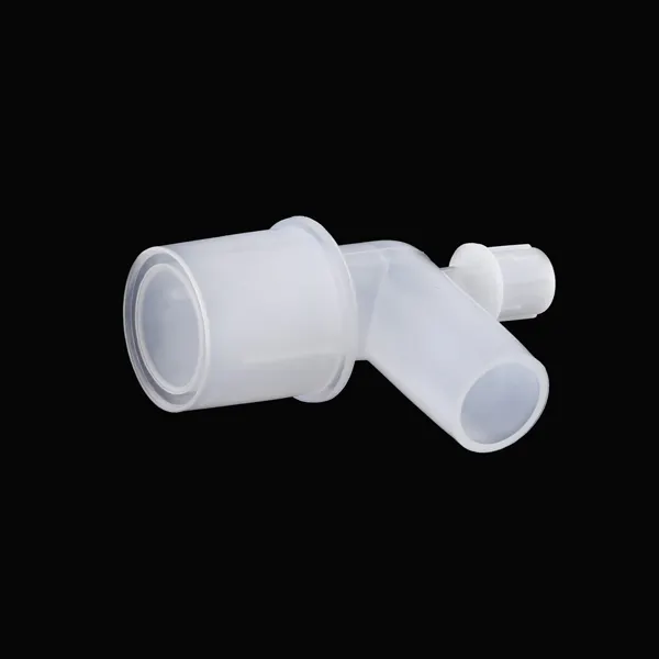 Disposable medizinische kunststoff rohr anschluss ellenbogen mit luer port für anästhesie atmen schaltung