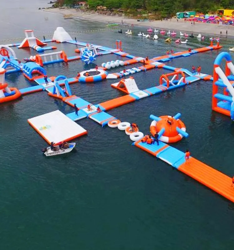 Inflatable Fun Aqua Park Equipment Commercial Water Park Design Build For Sale Stimulating water theme park floating