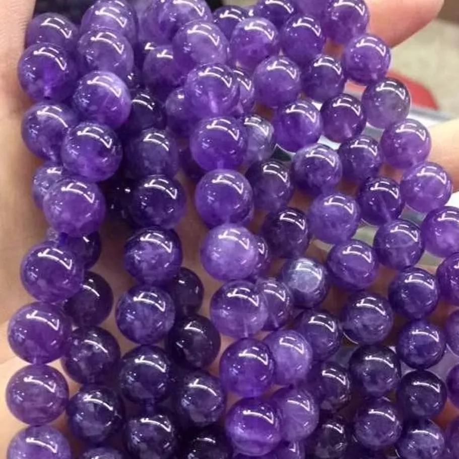 High qualität natürliche stein perle strang 8mm runde perle amethyst stein perlen für armband machen