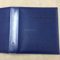 Carpeta de Documentos de Conferencia de Cuero PU Azul A4 con Logotipo Personalizado, Carpeta de Anillas con Hojas Sueltas, Cierre de Cremallera de PVC, Patrón de Bolsillo, Tamaño A5