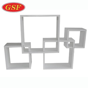 Modern Design White Floating Cube <strong>Intersecting</strong> Mounted Wall Decor <strong>Square</strong> <strong>Shelves</strong>