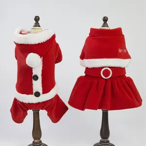 2020新しいクリスマスペット服衣装新年テディチワワペット犬服高品質暖かいクリスマス犬ドレス服