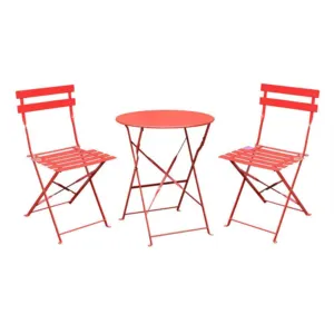 Carrefour 3 Stück Metall Outdoor Patio Günstige Bistro Set, Edelstahl Klapp Outdoor Tisch und Stuhl