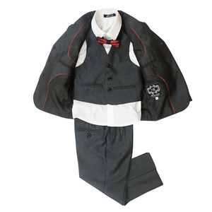 Costume 3 pièces gris brillant pour fête d'anniversaire de bébé garçon avec rayures grises Ensemble de costume formel pour enfants garçon Livraison gratuite - Product Image 4
