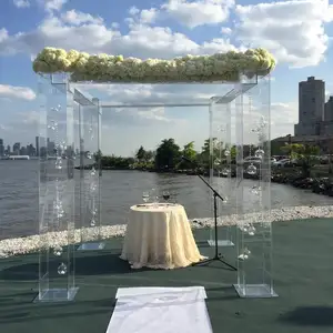 Trong Suốt Acrylic Lucite Plexiglass Wedding Chuppah Rõ Ràng Acrylic Gazebo Arch Wedding Tent