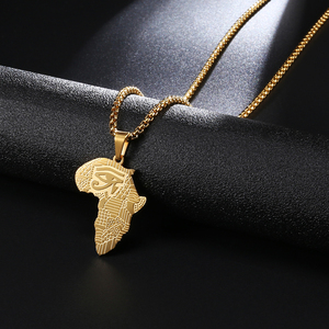 2018 Unisex oro placcato in oro 18K Africa mappa collana pendente gioiello smeraldo <span class=keywords><strong>gioielli</strong></span> all'ingrosso - Product Image 5