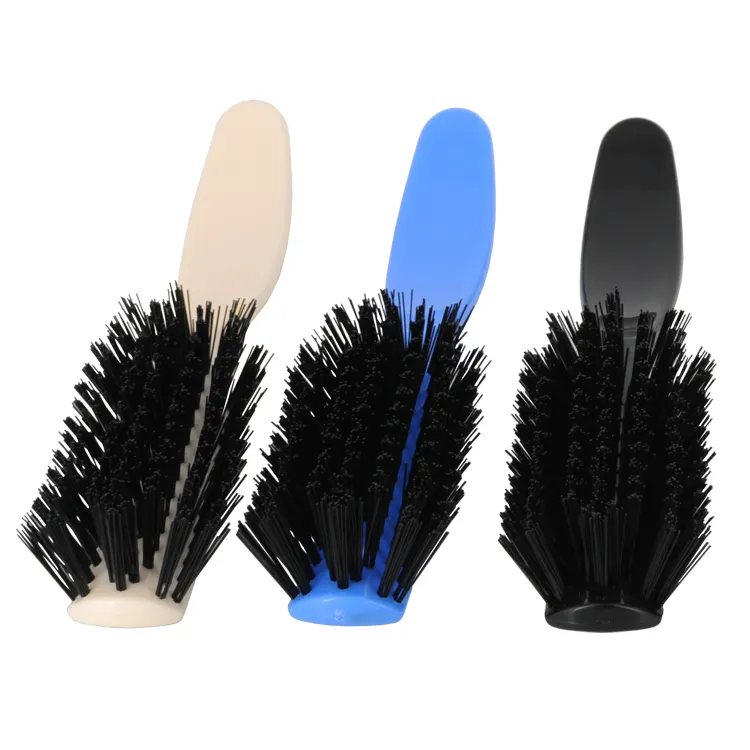 Round neck perfect curved plastic hair brush 7 rows with nylon bristle