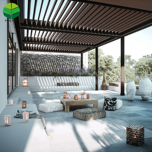 Rejilla motorizada de aluminio para exteriores moderna Pargola Gazebo Techo Metal Aluminio Pérgola Decoraciones de jardín Soporte Sin plástico