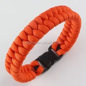 orange parachute rope bracelet, fishtail weave paracord survival bracelet