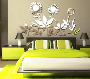 Preciser 3D, простой стиль, цветы, Декор, зеркальные настенные наклейки для гостиной